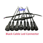 connecteurs électriques noirs 2pin 3pin 4pin 5pin bandes lumineuses led fil câble étanche