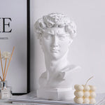 statue résine david tête buste moderne blanc noir multicolore styled sculptural