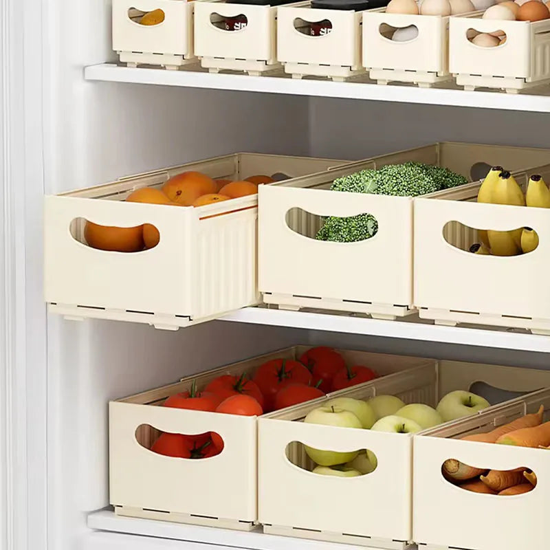 boîtes rangement beiges rayures modernes clips poignées pliables tiroirs cuisine