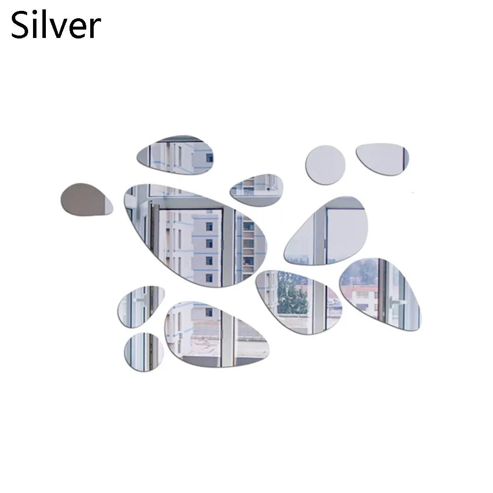 sticker mural moderne 12 pièces forme ovale noir or argent adhésif vinyle décoration intérieure