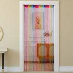 rideau franges couleurs transparent bohème barre supérieure attaches décoratif 200x100cm multicolore aspect brillant