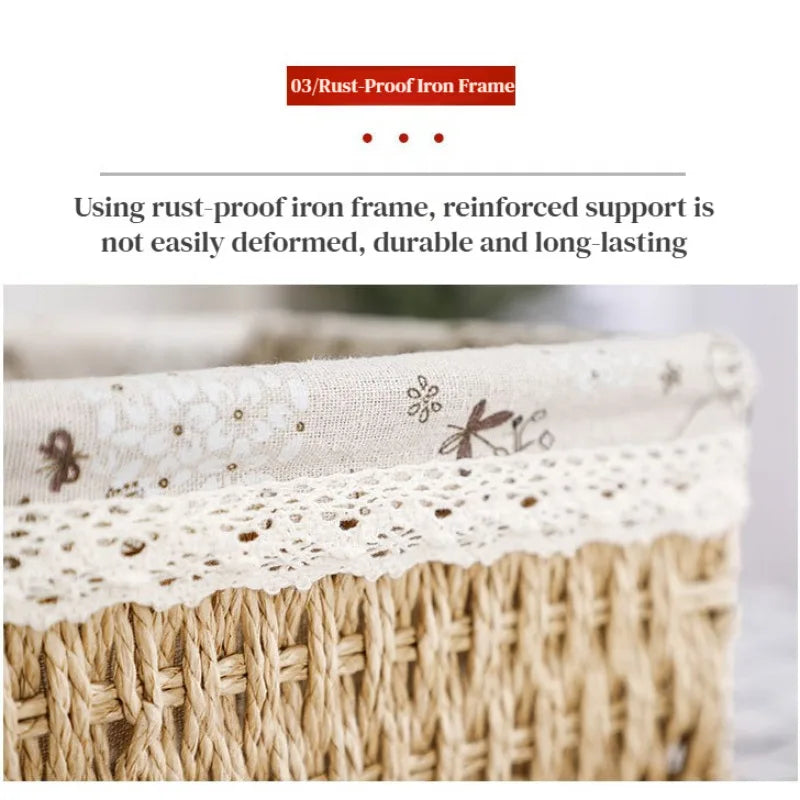 Panier de rangement écologique en toile et bambou