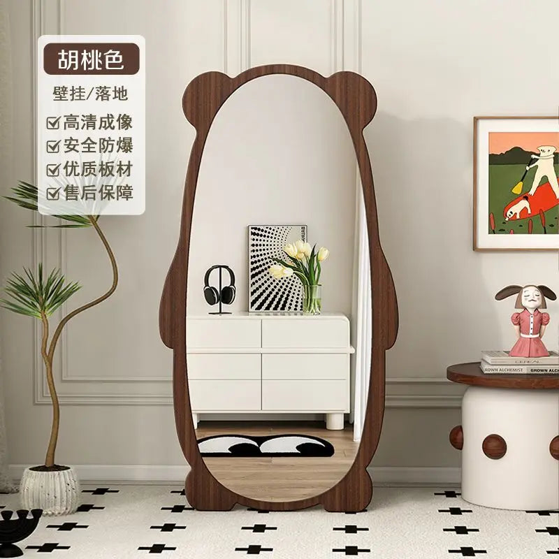 miroir mural moderne panda bois finition noir brun chambre coucher