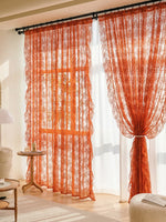 rideau fleuri orange transparent classique décoration intérieure maison hospitalière polyester