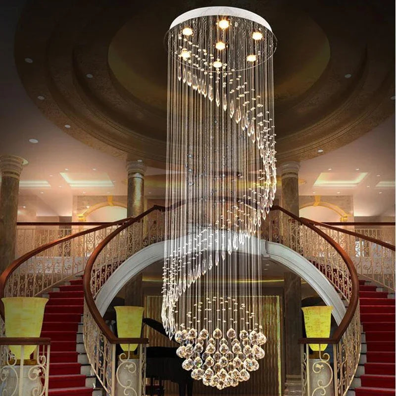 suspension lumineuse moderne cristal transparentes acier inoxydable led haute luminosité invisible multifonctionnelle