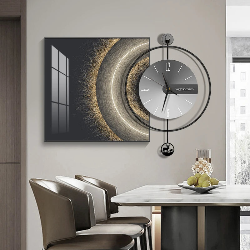 horloge murale moderne métal cadre décoratif salon maison aiguille silencieuse grande taille