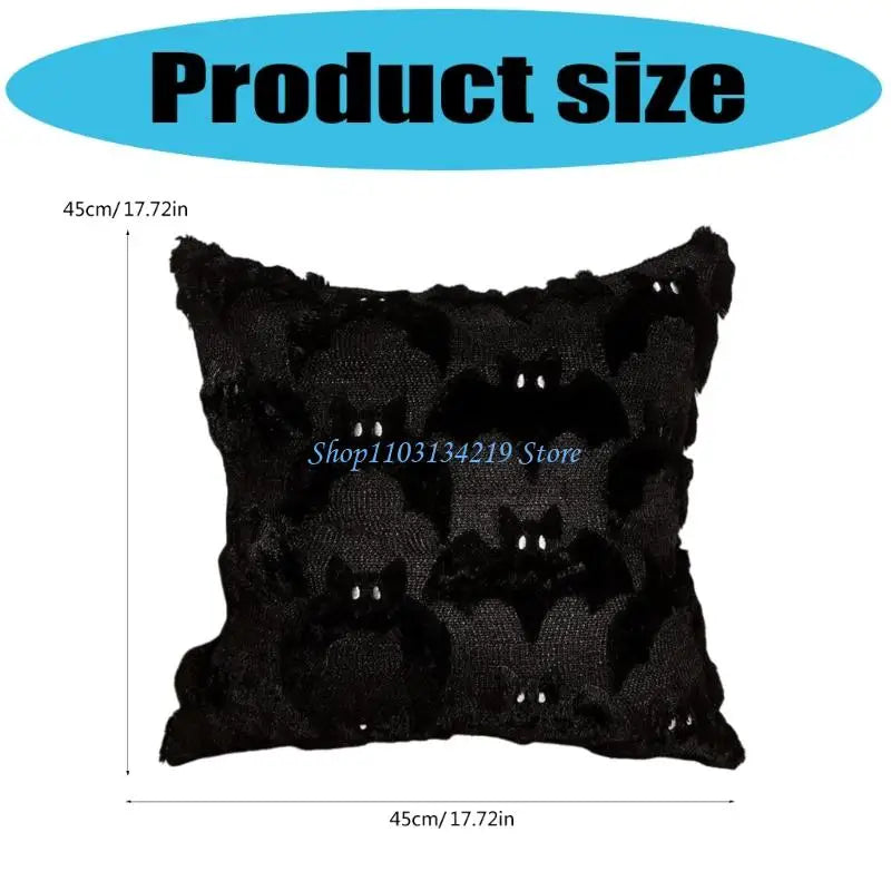 housse coussin halloween fantômes plush noir motif blanc texture veloutée respectueux environnement taie d'oreiller