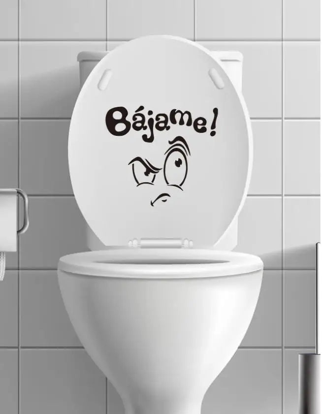 sticker adhésif toilette blanche Bájame face grimaçante moderne salle bain chambre
