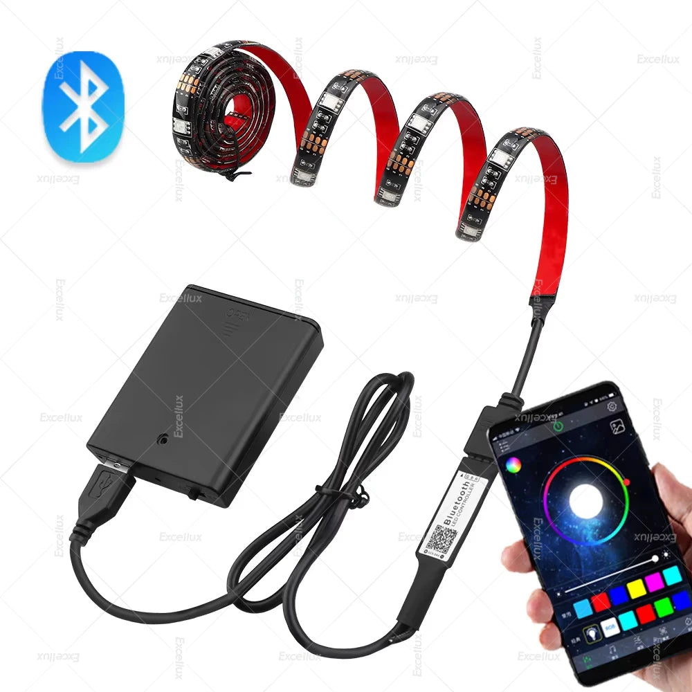 ruban led rgb bluetooth contrôleur adhésif moderne points lumineux 50000 heures ip65 waterproof