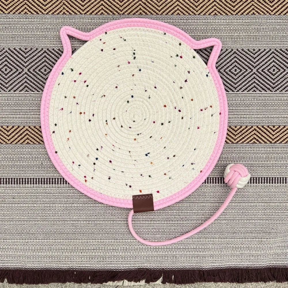tapis chats blanc rouge rose jaune violet tissé points noirs moderne oreilles chat anneau