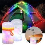 guirlande lumineuse multicolore camping portable lampe tente extérieure ambiance rgb rechargeable led festive