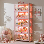 meuble rangement moderne portes transparent rose clair bambou 80cm large