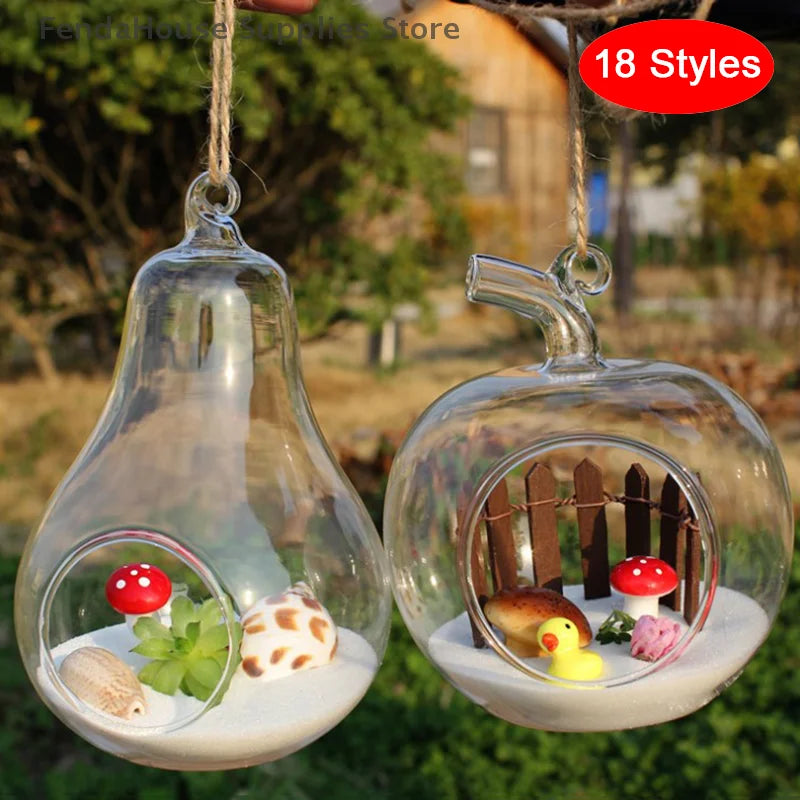 terrarium suspendu verre transparent plante mousse fleur moderne minimaliste