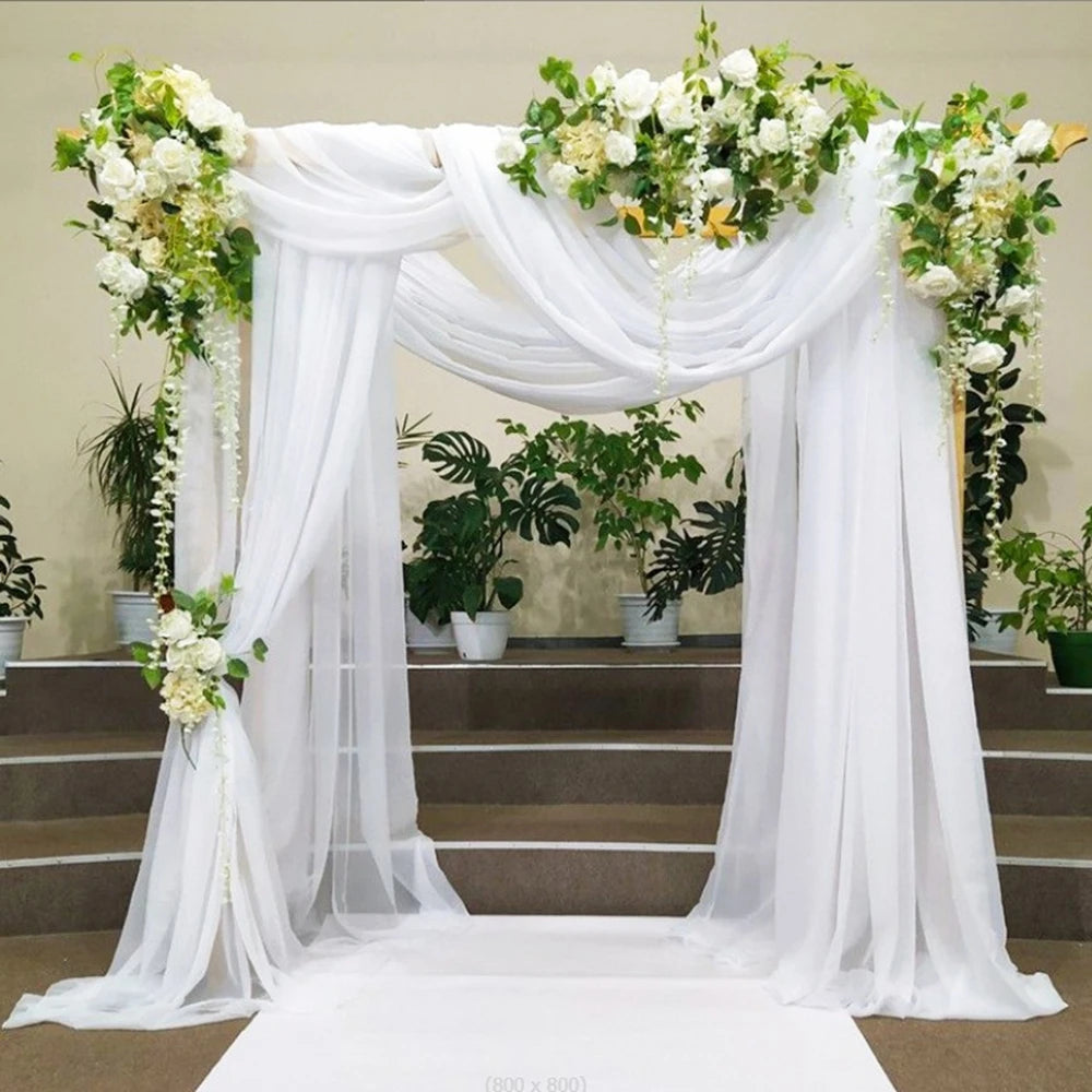 tulle blanc décoratif voile table transparent 3m 70cm polyester occasion cérémonie mariage
