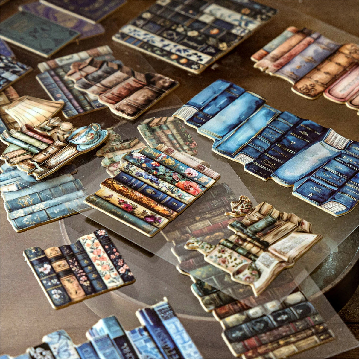 miniatures livres vintage adhésifs fleurs motifs géométriques romantiques couleurs variées décoratives bricolage scrapbooking journal