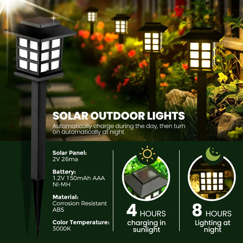 lumière solaire extérieure classique noir carreaux blancs stake jardin pack led imperméable ip65