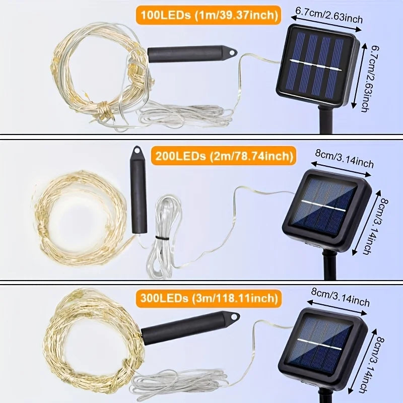 guirlande lumineuse solaire 300 led jaune doré extérieur festif autoinstallation étanche