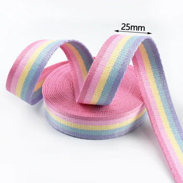 ruban polyestère rose bleu clair jaune vert rayures double face 25mm 32mm texturé sécurité