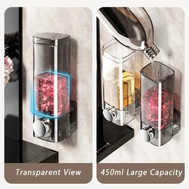 distributeur savon liquide adhésif transparent moderne grey press pump hand soap shower gel body