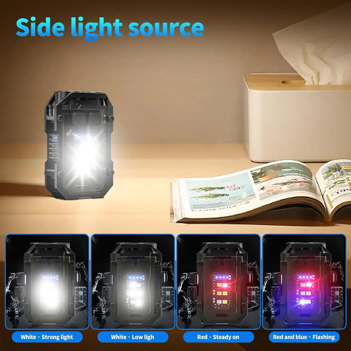 lampe torche multifonction rechargeable led noire intense modifiable modernisée porte clés aimant usbc