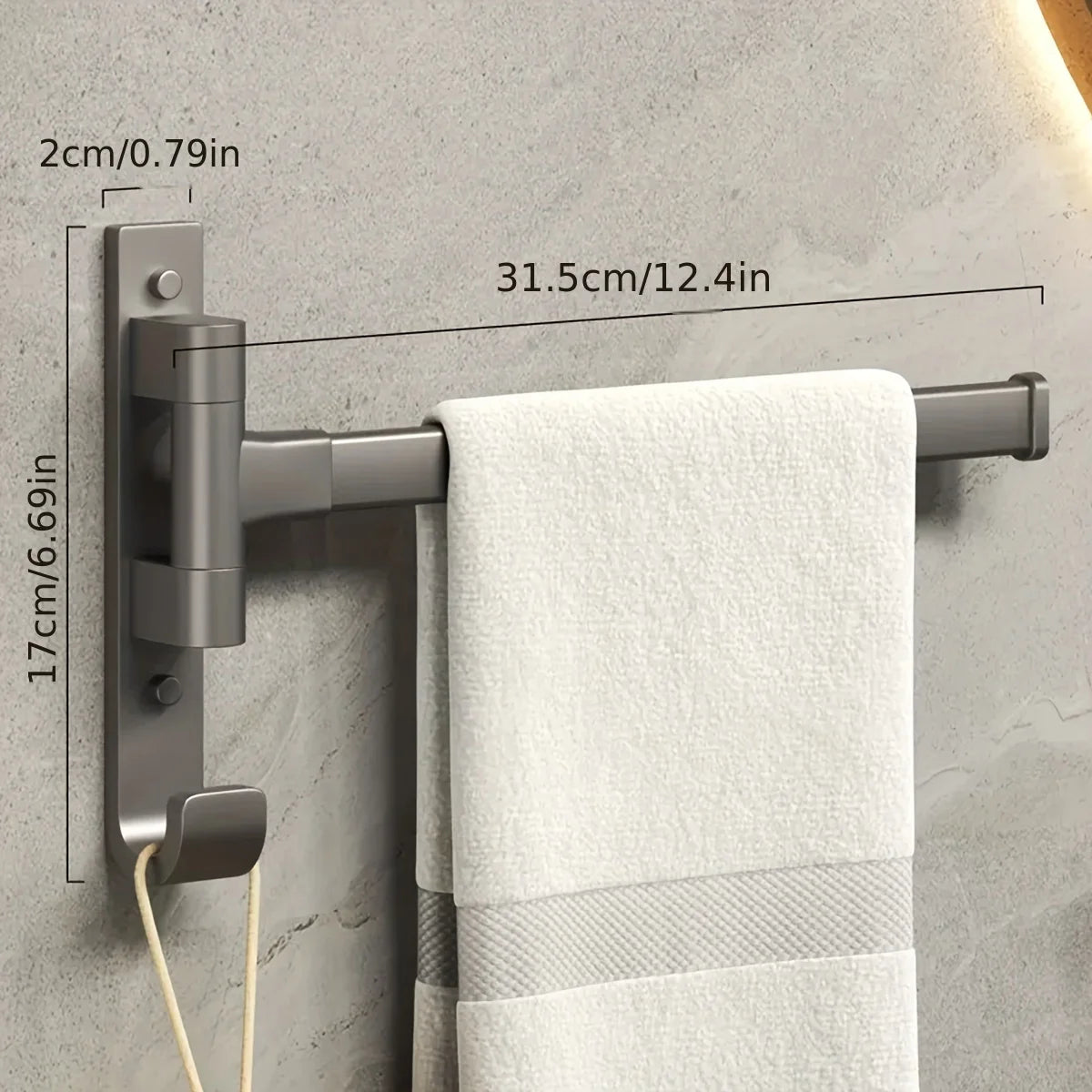 porte serviettes mural acier inoxydable gris moderne lisse pivotant salle bain pliable autoinstallation