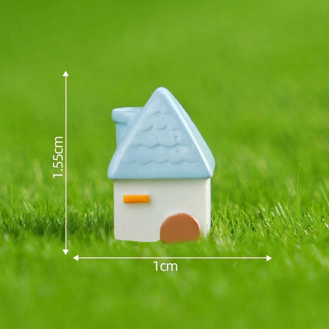 miniatures maison toits tuiles détails architecturaux vent mill tours blanches bleues