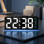 horloge numérique moderne alarme double température led noir blanc bleu