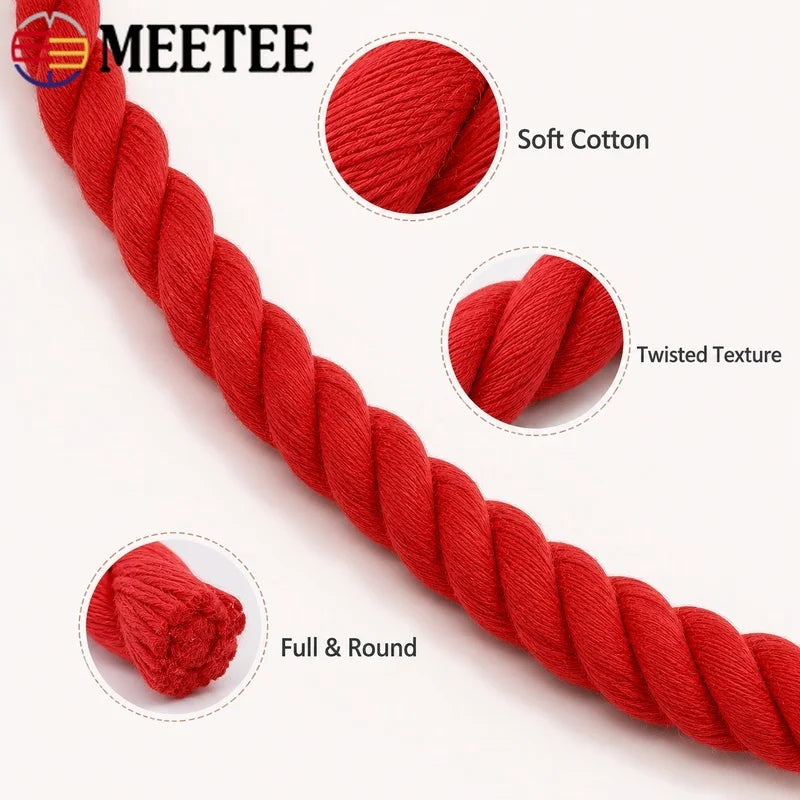 corde torsadée rouge coton 12 20mm sacs accessoires couture diy macramé sangles bag straps