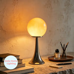 lampe table moderne minimaliste sphérique brillante orange rouge blanc noir prise usb