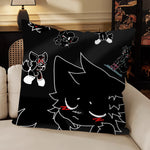 housse coussin carrée motif chat mignon décoratif salon chambre moderne coton blanc noir