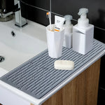 tapis cuisine silicone gris rayures horizontales moderne anti dérapant suctionversible