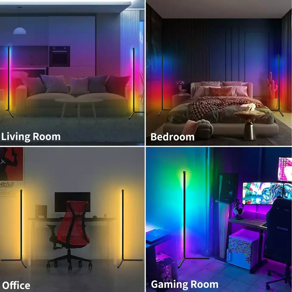 lampe sol led moderne noir pieds télécommande synchronisation musicale contrôle programmable 610w aluminium