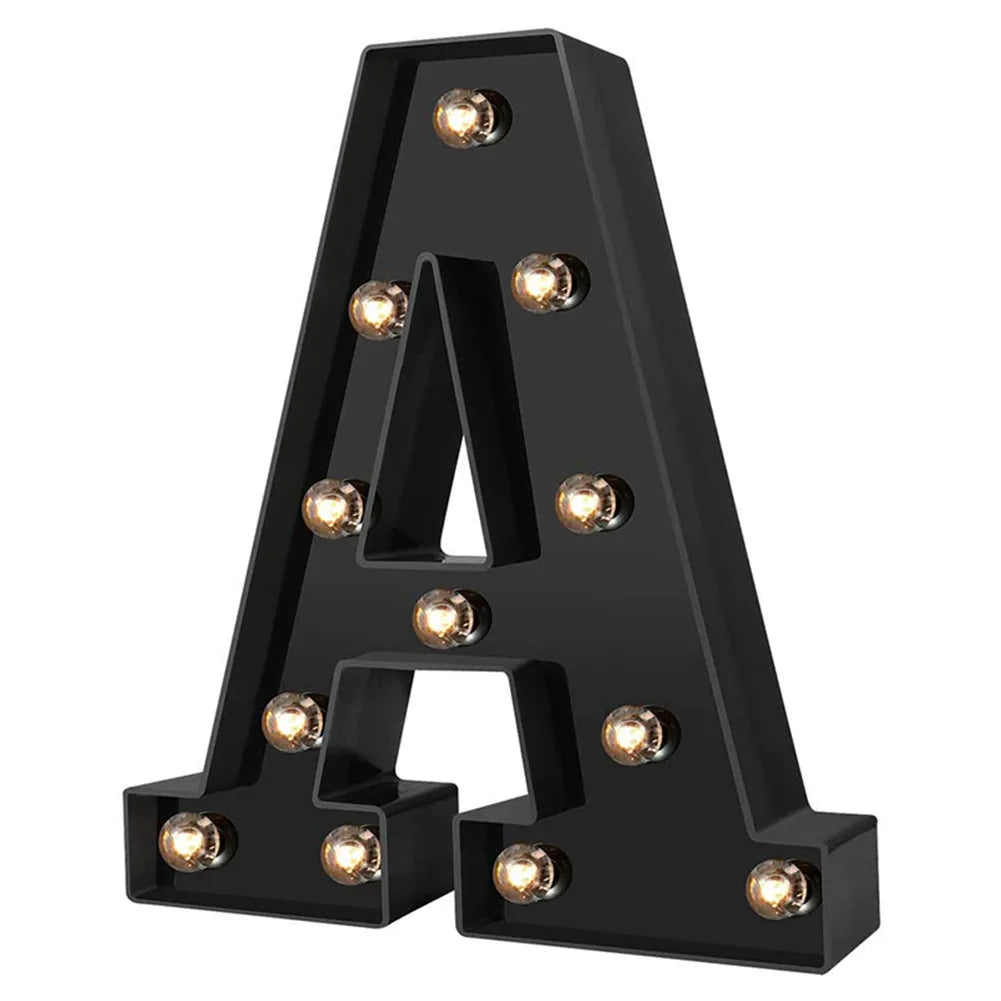 lettre lumineuse décorative noire rétro veilleuse led batterie chambre anniversaire mariage fête