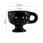 tasses modernes décoratives poignée motif floral points colorés respectueux environnement noir blanc