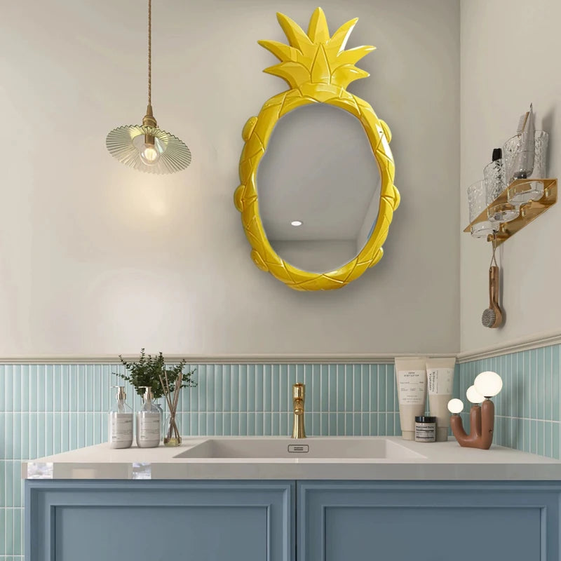 miroir moderne jaune pinapple texture originale mural led lumière maison