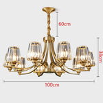 lustre moderne cuivre poli 10 têtes ampoules led transparentes rayures