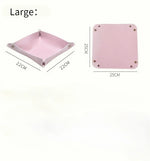 plateau rangement pliable simili cuir moderne orange rose clair vert foncé minimaliste dorés lunettes
