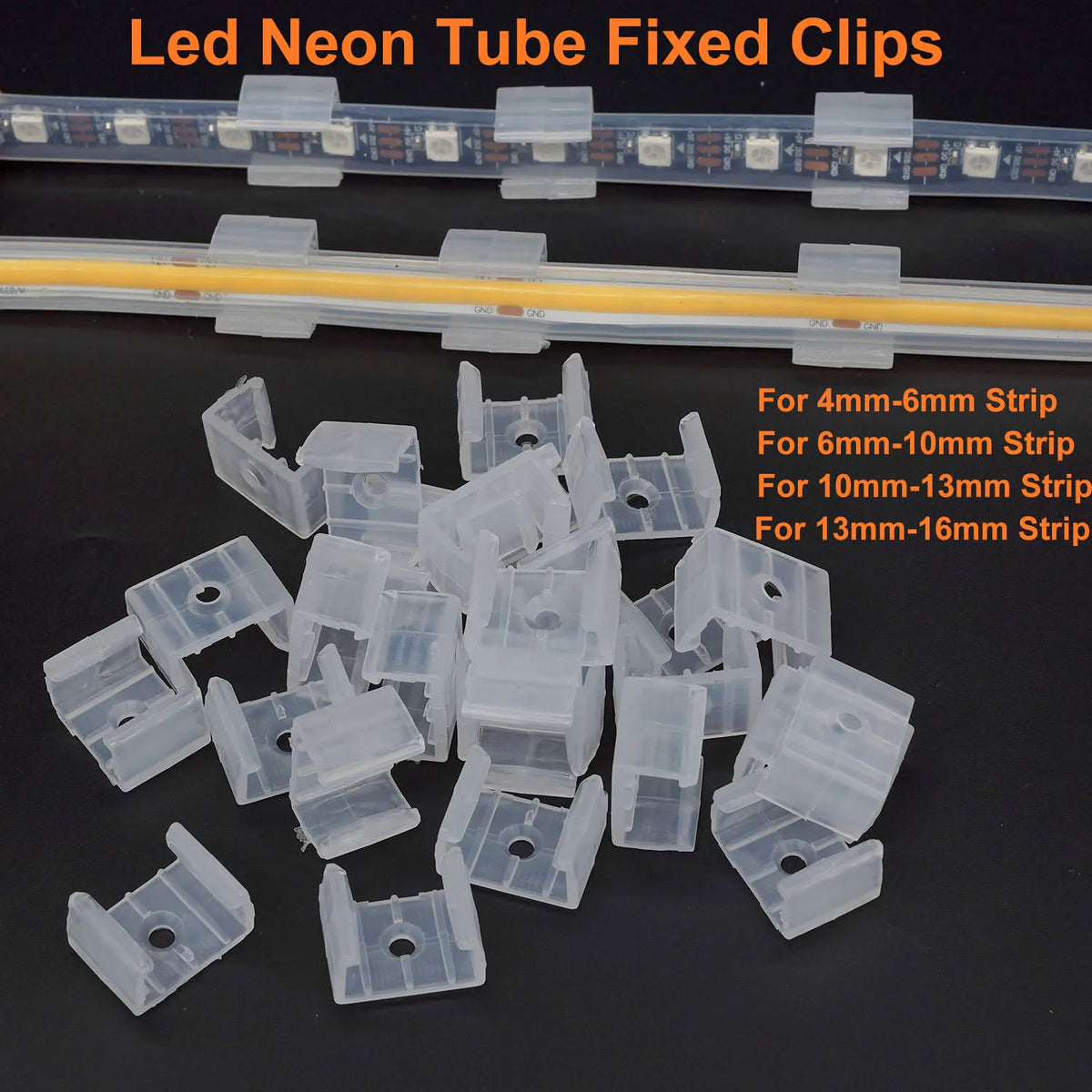 clips fixation transparent ruban led neon rgb 5050 support mural plastique bande lumineuse