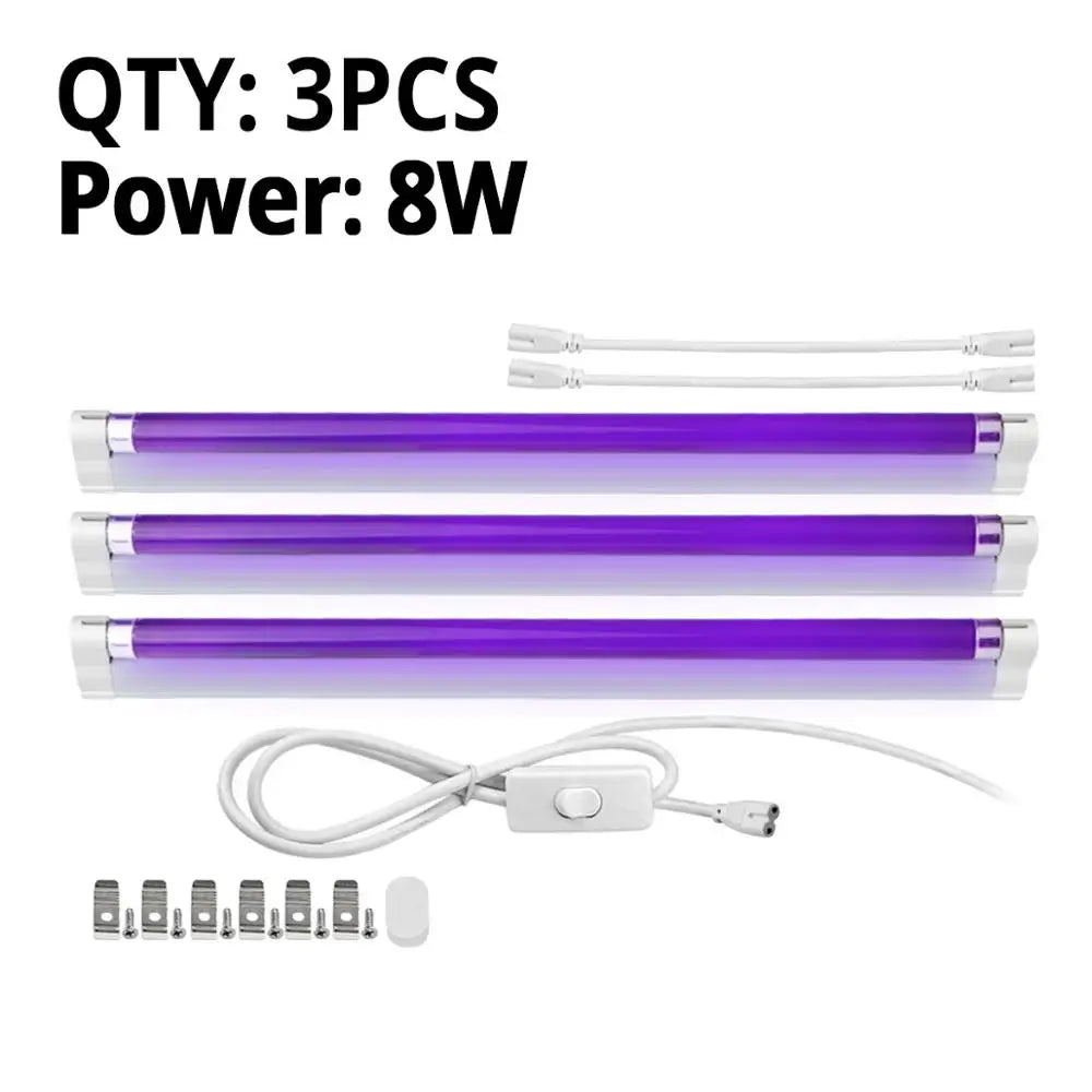 lampe uv led 8w blanc noir moderne interrupteur controle insectes fluorescence