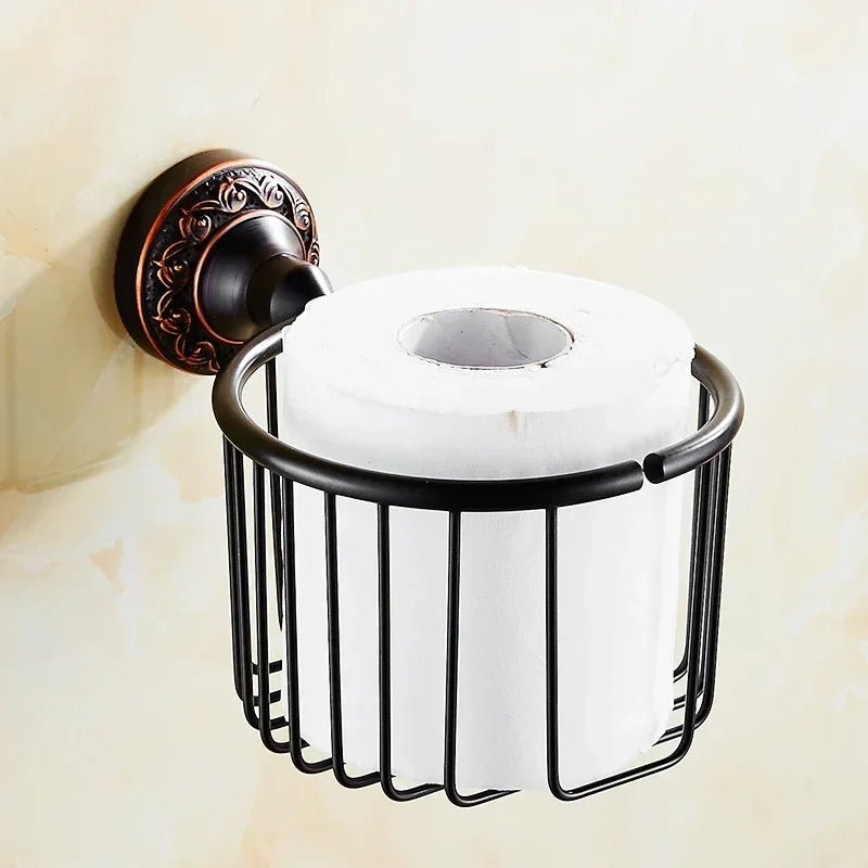 accessoires salle bain bronze noir classique porte serviettes savon papier hygiénique toilettage métal finition
