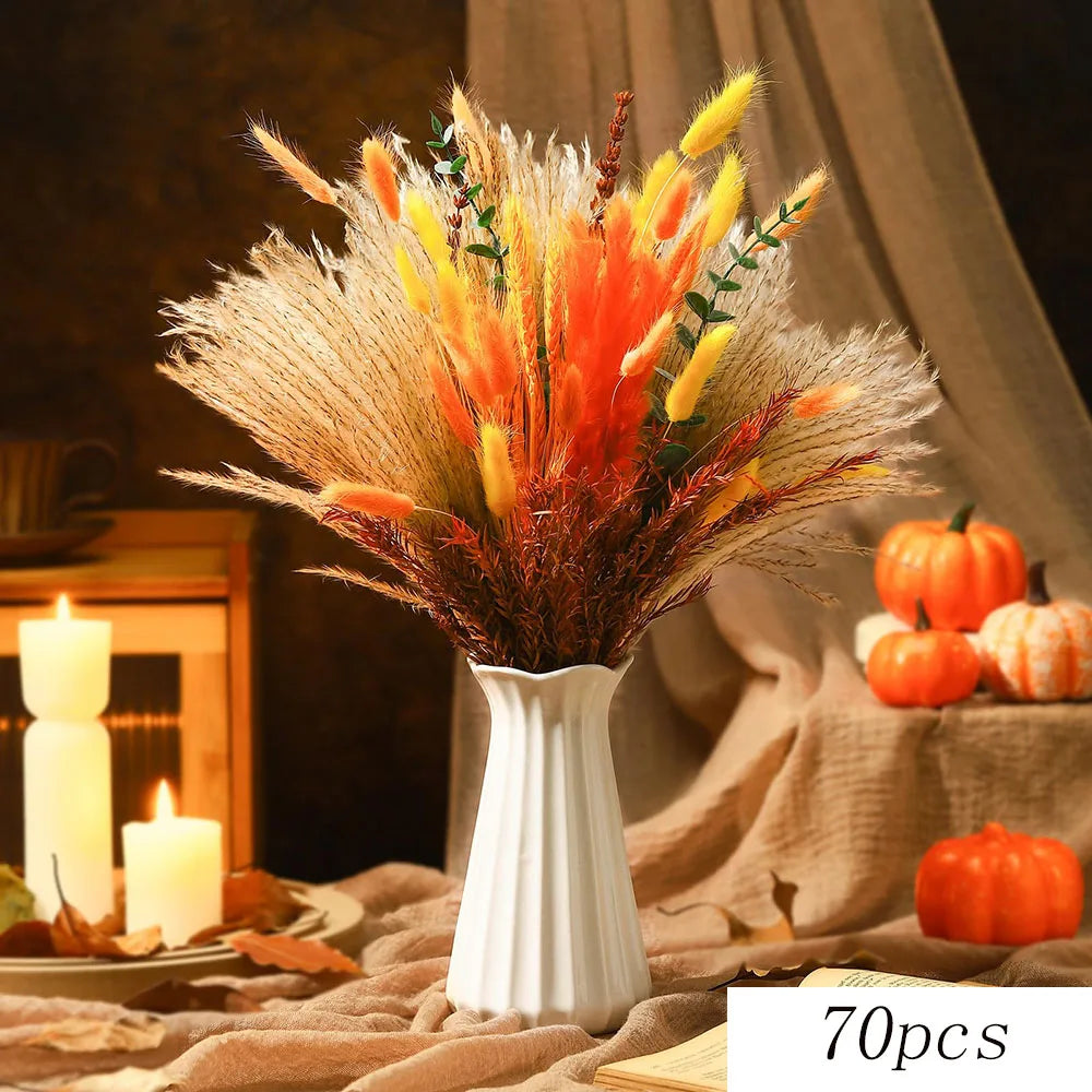 Bouquet fleurs séchées orange rustique décoration intérieure anniversaire fête casa