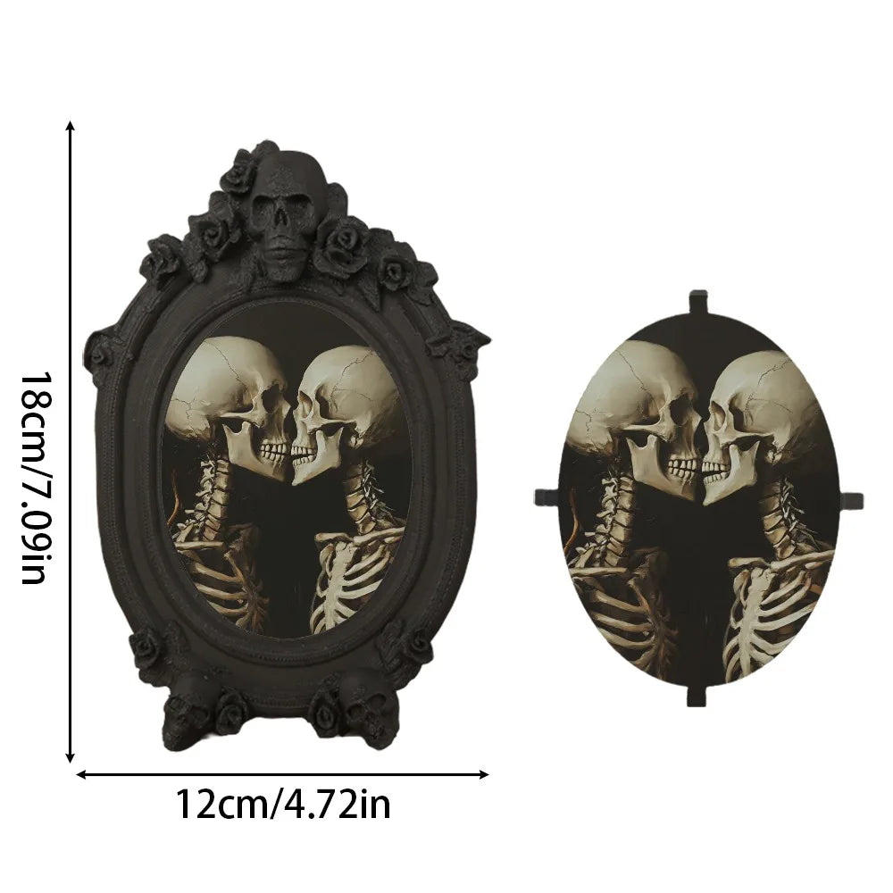 Cadre mural noir roses squelette gothique classique décoration murale fixations incluses