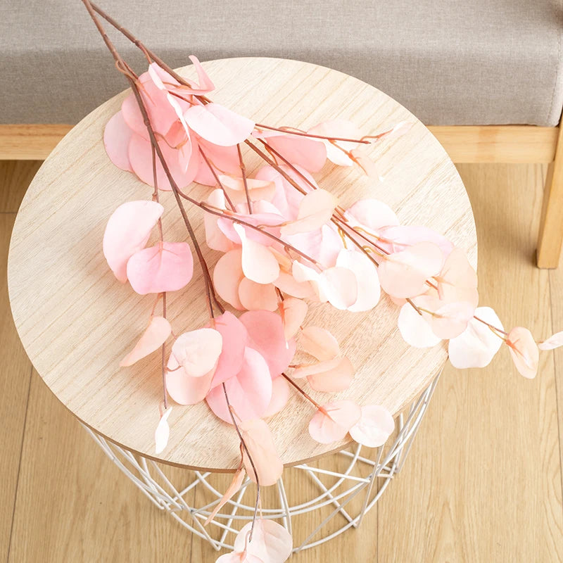 décoration intérieure branche artificielle feuilles rondes couleur automne naturelle minimaliste 87cm