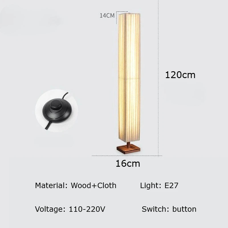 lampe sol led moderne tricot rayures horizontales blanc beige base bois