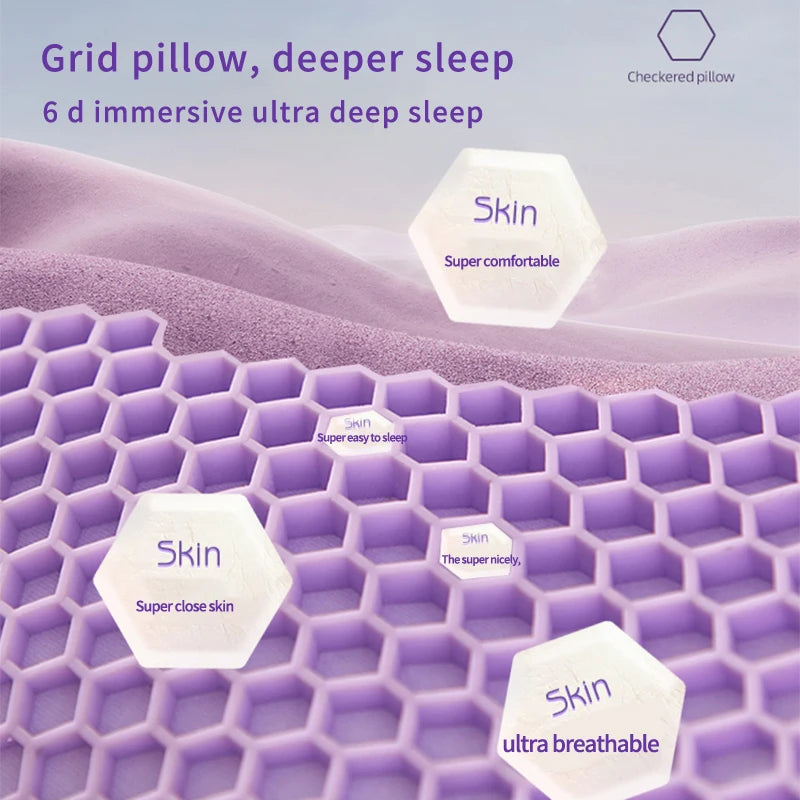 coussin cou violet hexagonal contemporain super doux support cervical confortable