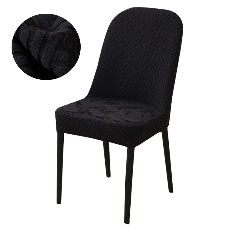 housse chaise extensible jacquard gris moderne fauteuil salle manger banquet