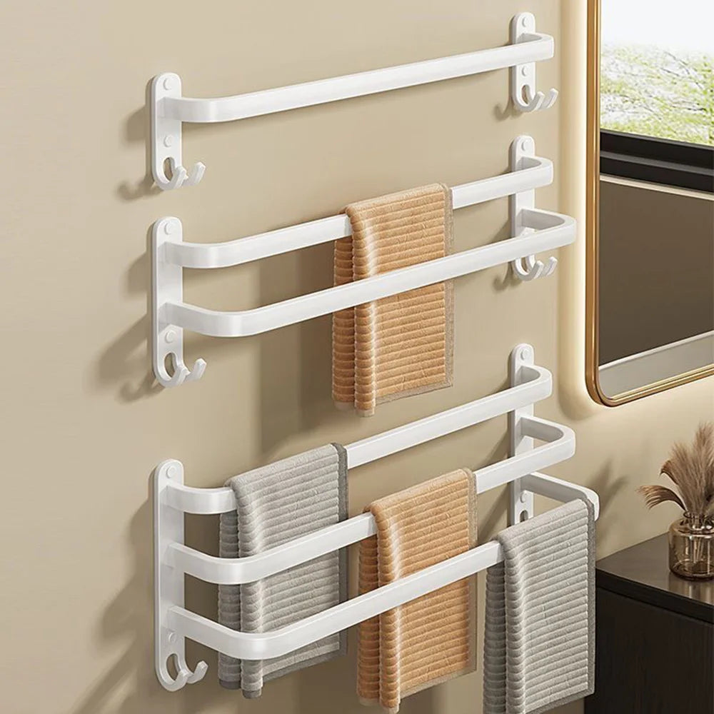 porte serviettes mural blanc moderne aluminium laqué clips trois étages salle bain