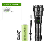 lampe torche noire led 98w modes rechargeable usb type robuste camping