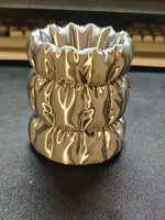 support rangement moderne pot cosmétiques blanc rose élégant satiné plissé multifonction plastique respectueux environnement