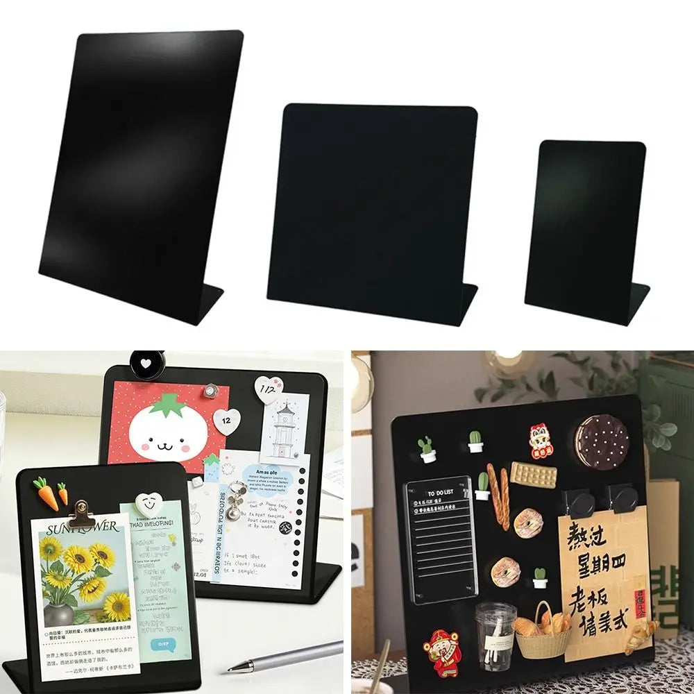 tablette magnétique moderne noire aimants pince papier marqueurs blancs 25x16cm 20x14cm 13x10cm